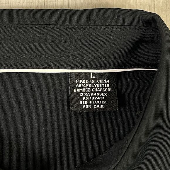 Two Dove Outdoors Golf Polo Shirt Mens Size Large Black Stretch EUC Hunting V - Picture 5 of 8